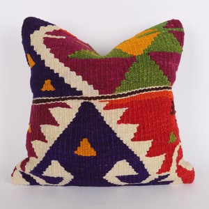 16x16 Pillow Case, Bohemian Kilim Pillow, Turkey Pillow, Sofa Throw Pillow, Kilim Cushion Cover, Handmade Kilim Lumbar, Boho Sham Cover