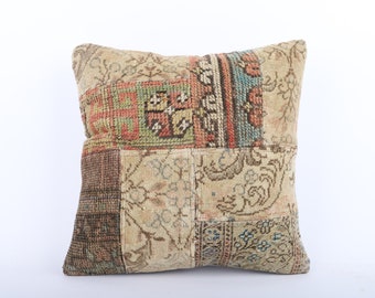 Floral Throw Pillow, 18x18 Turkish Kilim Pillow, Vintage Kilim Pillow, Floral Pillow Cover, Floral Cushion Cover, Couch Aztec Pillow