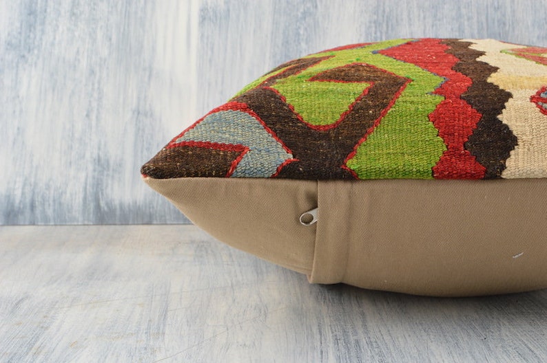 Turkish Kilim Pillow 16x16 Kilim Pillow Home Decor Old Vintage Kilim Cushion Cover Aztec Kilim Pillow Cover Boho Sham Cover Beeding