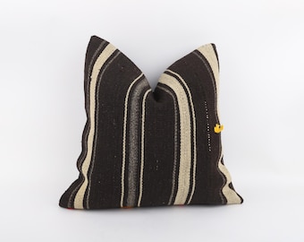 Funda de almohada Kilim hecha a mano: lana turca vintage, 18 x 18