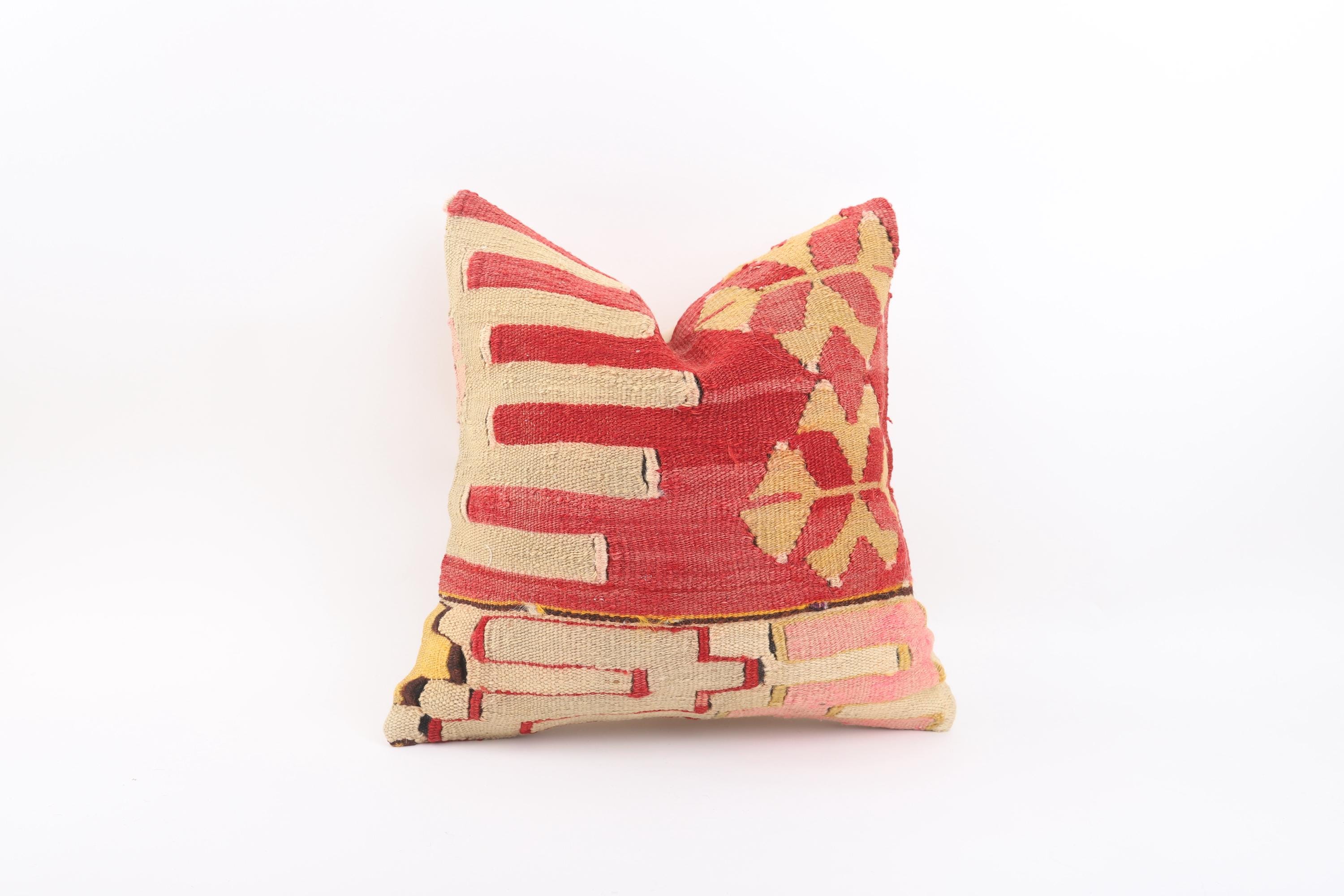 Wool Pillow, Turkish Kilim Pillow, Decorative Throw Pillow, Home Decor, Livingroom Decor, Handmade Aztec Pillow, Cushion Cover, Boho Decor
