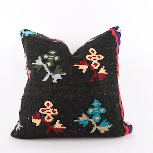 Turkish Kilim Pillow, 24x24 Handmade Kilim Pillow, Bohemian Kilim Pillow, Tribal Sofa Pillow, Anatolian Boho Pillow, Floor Cushion Cover