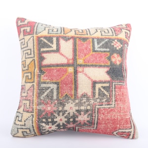 Decorative Throw Pillow, 24x24 Turkish Kilim Pillow, Bohemian Kilim Pillow, Tribal Boho Pillow, Home Decor, Organic Handmade Kilim Lumbar