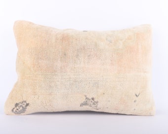 Housse de coussin lombaire kilim brodée : taie d'oreiller en laine turque tissée à la main (16 x 24)