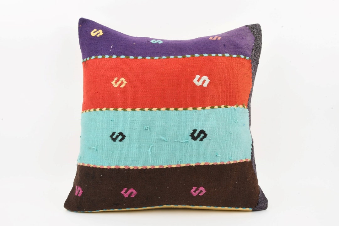 Turkish Kilim Pillow 24x24 Pillow Case Vintage Kilim Lumbar Etsy