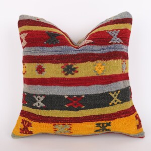 Ethnic Kilim Pillow, Turkish Kilim Pillow, Home Decor, Wool Pillow, Anatolian Aztec Kilim Pillow, Kilim Cushion Cover, Turkey Pillow