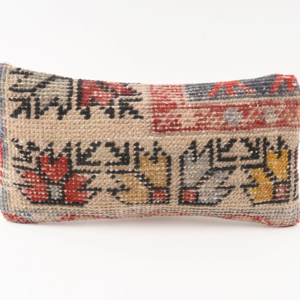 Handmade Lumbar Pillow, 8x16 Pillow Case, Turkish Kilim Pillow, Bohemian Kilim Pillow, Turkey Pillow, Ethnic Kilim Pillow, Sofa Aztec Pillow