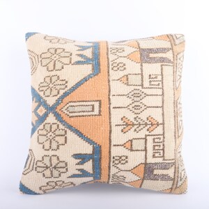 Turkish Kilim Pillow, 18x18 Pillow Cover, Bohemian Kilim Lumbar, Home Decor, Boho Sham Cover, Decorative Throw Pillow, Outdoor Pillow
