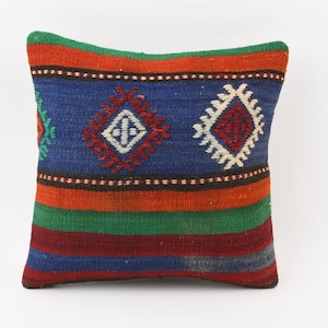 Ethnic Kilim Pillow, Turkish Kilim Pillow, Boho Pillow, Kilim Cushion Cover, Home Decor, Tribal Turkey Pillow, Kilim Cushion Cover