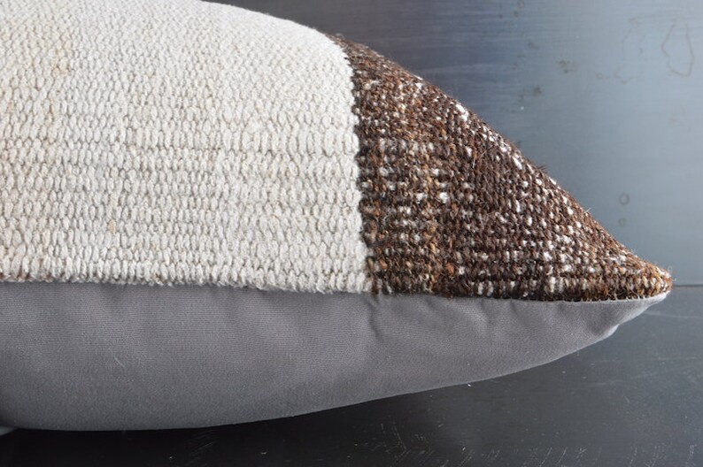 Brown And White Pillow Cover 16x24 Kilim Pillow Cover Etsy