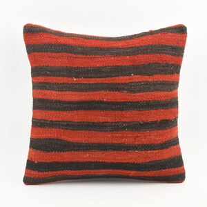 Decorative Throw Pillow, 18x18 Handwoven Turkish Kilim Pillow, Ethnic Kilim Pillow, Home Decor, Boho Carpet Pillow, Sofa Kilim Lumbar