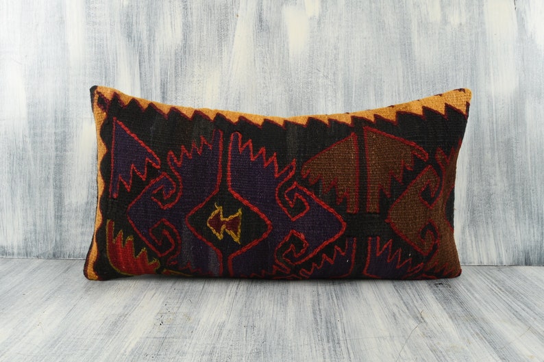 12x24 Kilim Pillow Sofa Throw Pillow Bohemian Kilim Pillow Handwoven Turkish Kilim Pillow Tribal Boho Pillow Cushion Cover Home Decor