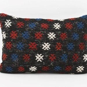 Oreiller Boho Kilim coloré, housse de coussin design 16 x 24, lombaire Kilim fait à la main, coussin décoratif, oreiller Boho, housse de coussin
