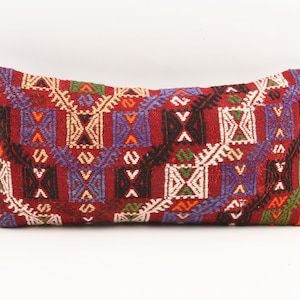 Kilim Pillow, 12x24 Kilim Lumbar, Bohemian Kilim Rug, Turkish Kilim Pillow, Throw Pillow Cover, Cushion Cover, Euro Sham Cover, Aztec Pillow