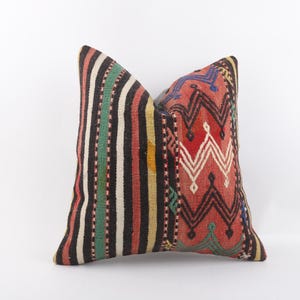 Ethnic Pillow, 20x20 Bohemian Kilim Pillow, Red Sham Cover, Red Throw Pillow, Ethnic Pillow, Sofa Pillow, Red Cushion Cover, Red Pillow Case