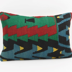 Turkey Pillow, 16x24 Handwoven Turkish Kilim Pillow, Boho Carpet Pillow, Home Decor, Decorative Turkish Kilim Pillow, Sofa Kilim Pillow