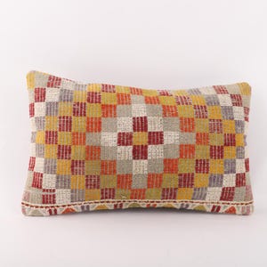 Kilim Pillow, 12x20 Turkish Kilim Pillow, Bohemian Kilim Pillow, Boho Carpet Pillow, Ethnic Fabric, Turkey Pillow, Accent Lumbar Pillow