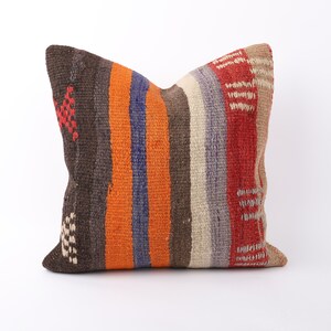 Designer Pillow, 18x18 Turkish Kilim Pillow, Ethnic Kilim Pillow, Handwoven Turkish Kilim Pillow, Sofa Throw Pillow, Kilim Cushion Cover
