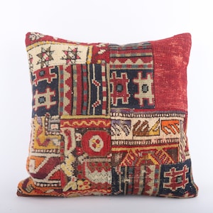 Turkish Kilim Pillow, 18x18 Handwoven Kilim Pillow, Bohemian Kilim Pillow, Home Decor, Kilim Cushion Cover, Sofa Throw Pillow, Aztec Pillow
