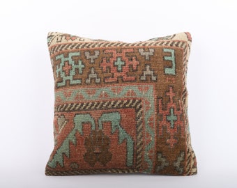 Embroidered Kilim Pillow, 18x18 Kilim Pillow Cover, Bohemian Kilim Pillow, Boho Sham Cover, Vintage Kilim Pillow, Home Decor, Cushion Cover