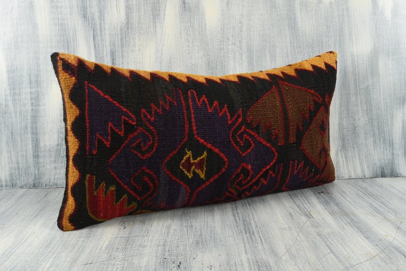 12x24 Kilim Pillow Sofa Throw Pillow Bohemian Kilim Pillow Handwoven Turkish Kilim Pillow Tribal Boho Pillow Cushion Cover Home Decor