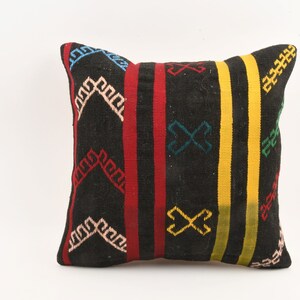 Colorful Pillow, Turkish Kilim Pillow, 18x18 Pillow Cover, Multicolored Pillow, Cushion Cover, Bohemian Kilim Pillow, Sofa Throw Pillow