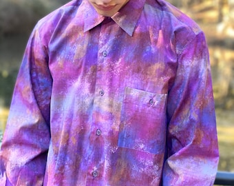 VIntage 90's Multicolor Tie Dyed Abstract Shirt For Men Deadstock Size Large (L)