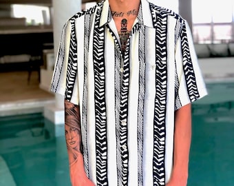 Vintage 80s Deadstock Zebra Print Shirt for Men Sizes M - XL