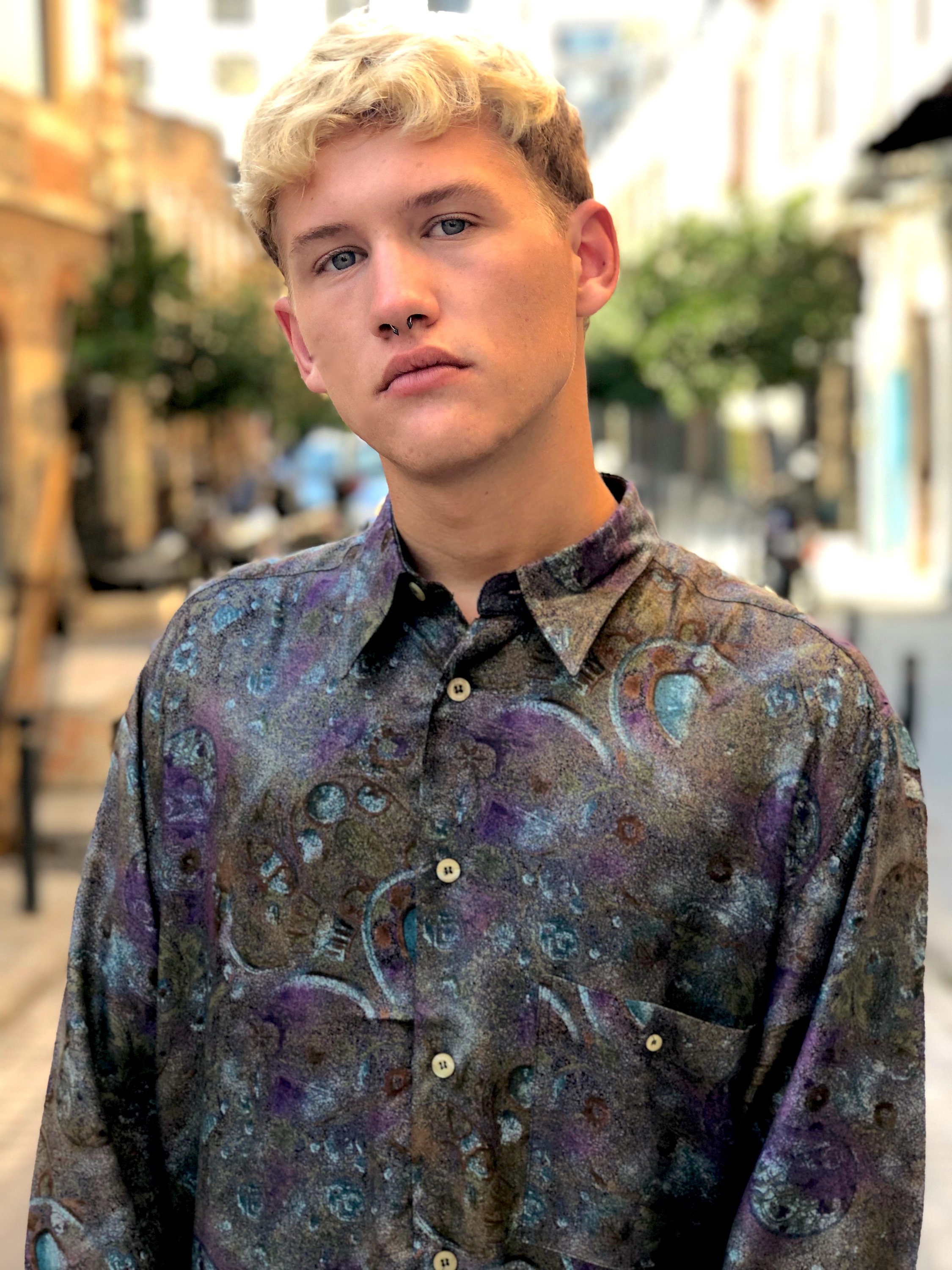 Vintage 90s Multicolor Abstract Print Shirt Deadstock Men - Etsy Vintage 90s Multicolor Abstract Print Shirt Deadstock Men - Etsy