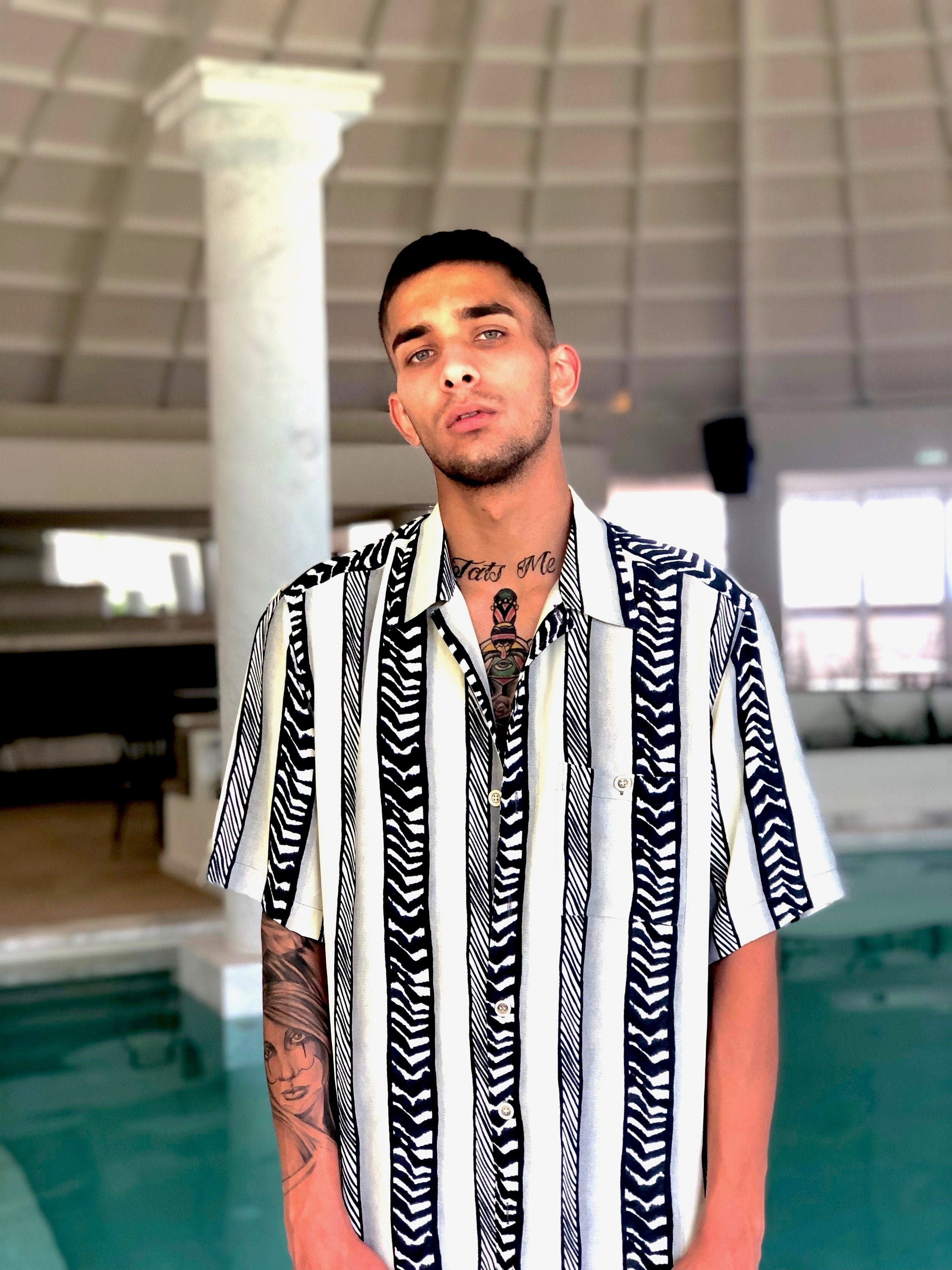 Vintage 80s Deadstock Zebra Print Shirt for Men Sizes M - XL Vintage 80s Deadstock Zebra Print Shirt for Men Sizes M - XL