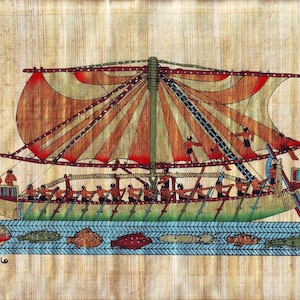 Item#119. Authentic Egyptian Papyrus artwork hand made in Egypt, Hatshepsut&#39;s Boat.