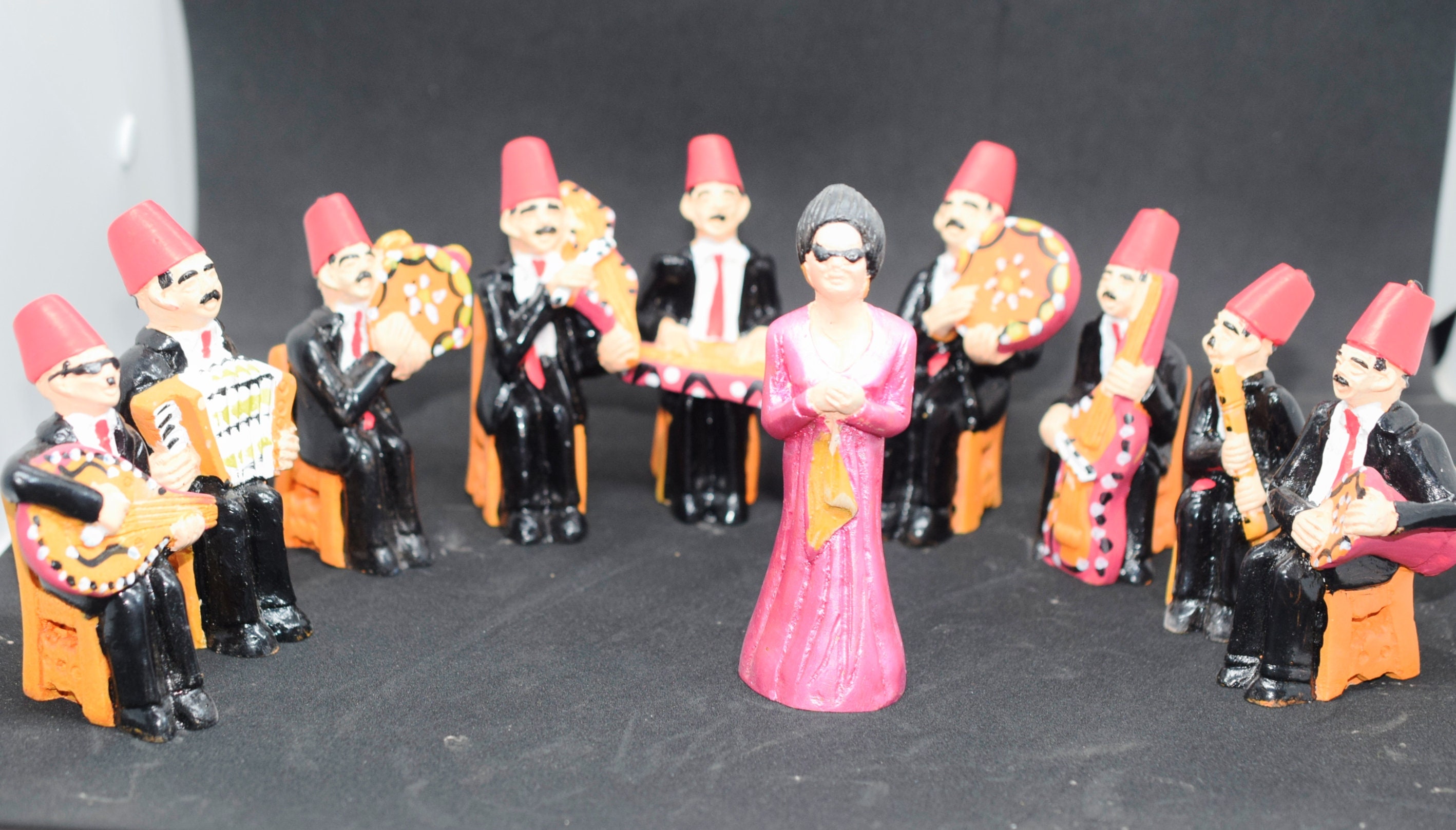 Egyptian Om Kulthoum and Her Band Pottery Statues. - Etsy