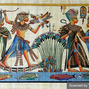 Lot of 10 Authentic Egyptian Papyrus art work hand made in Egypt each one comes with certificate of authenticty.