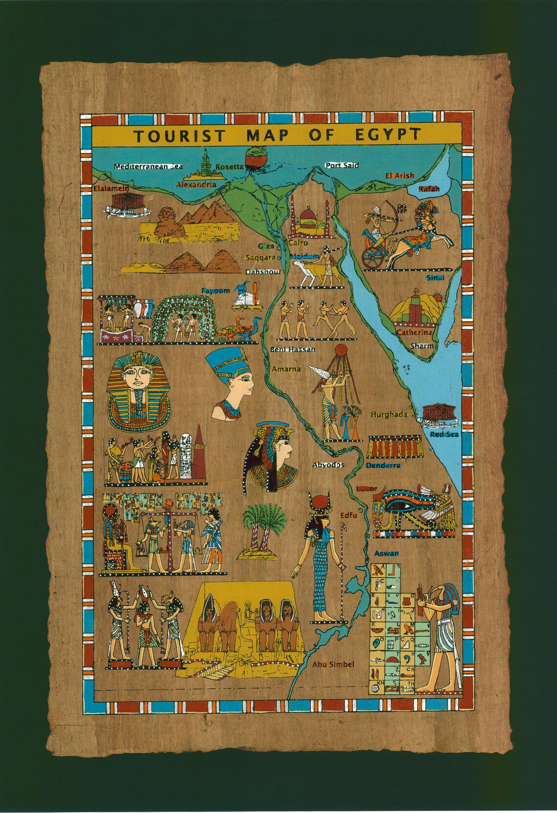 Item#56. Authentic Egyptian Papyrus Artwork Hand Made in Egypt, Tourist ...
