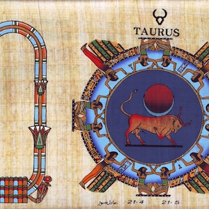 Lot of 12 Authentic Egyptian Papyrus art work Zodiac signs.