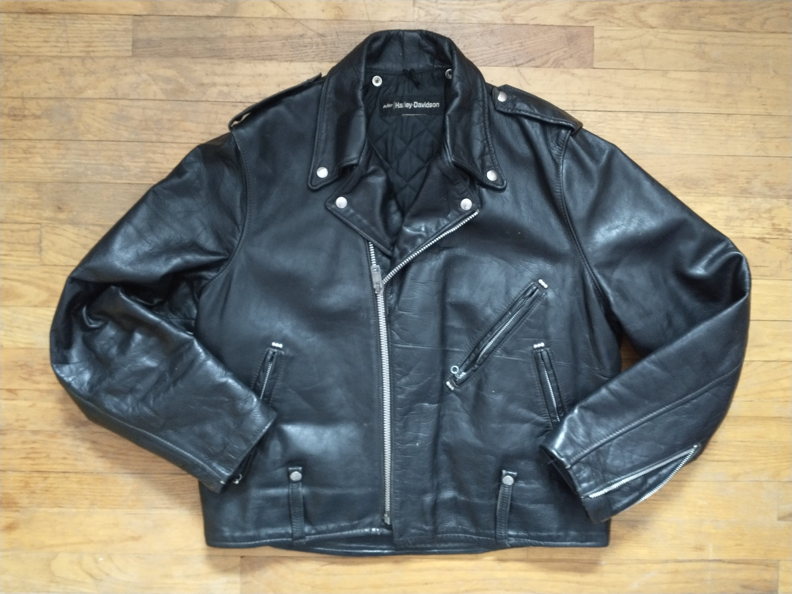 Vintage AMF Harley Davidson Motorcycle Jacket // Late 1960s- Early 70s // Black  Leather — Hellhound Vintage