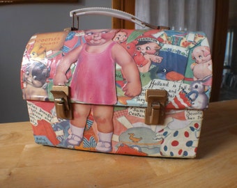Vintage Handmade 1930s Kewpie Paper Doll Lunch Pail