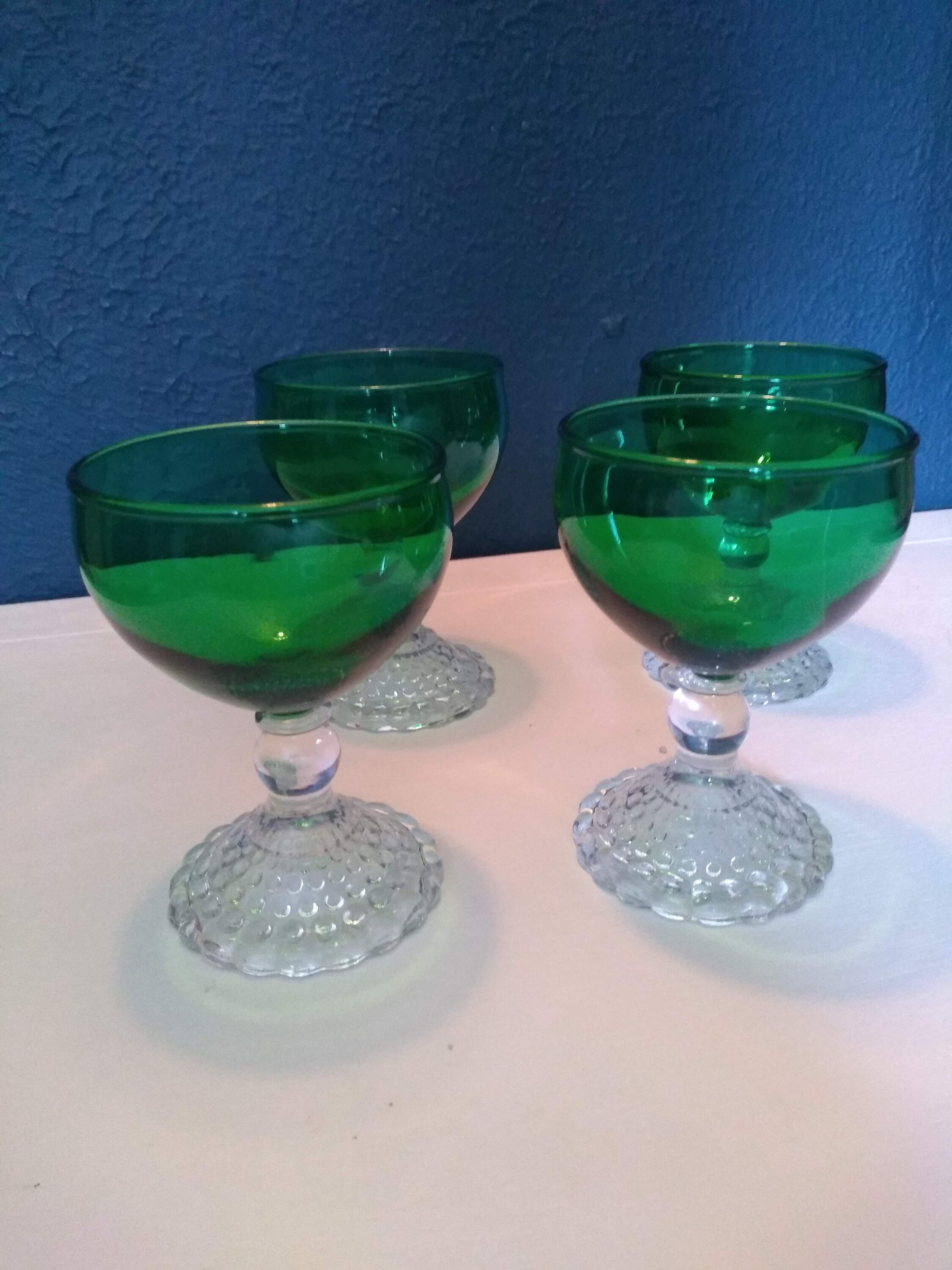 Small Vintage Green Liquor Glasses Set of 4 Etsy