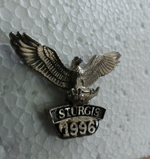Sturgis 1996 Label Pin Eagle Holding Fish - image 1