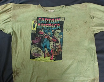 Vintage 1970's Thrashed Captain America Comic Book T- Shirt