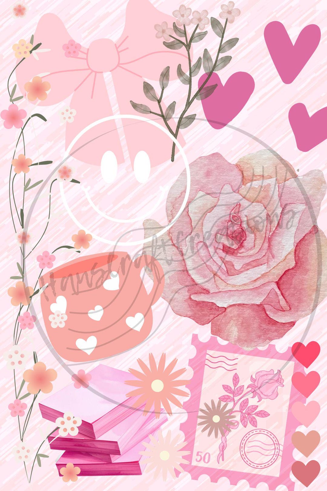 Pink Floral Kindle Insert (digital Download) - Etsy