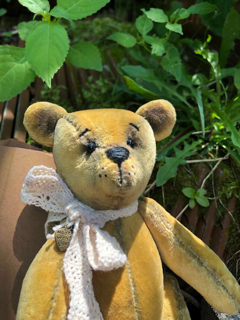Little yellow honey bear/Teddy bear/Interior doll in vintage | Etsy