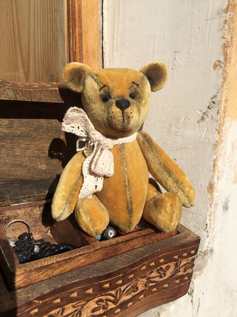 Little yellow honey bear/Teddy bear/Interior doll in vintage Etsy