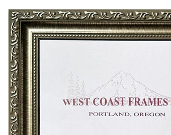 1108 - 1-1/4 Silver Ornate Filagree Poly Picture Frame - Clear Glass