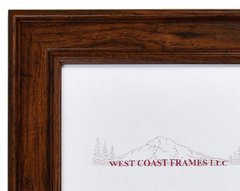 14041 - Walnut Finish Picture Frame - 1-1/2 &quot; wide - Clear Glass