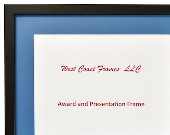 Black Award Presentation and Commendation Frame with Mat - Includes Clear Glass