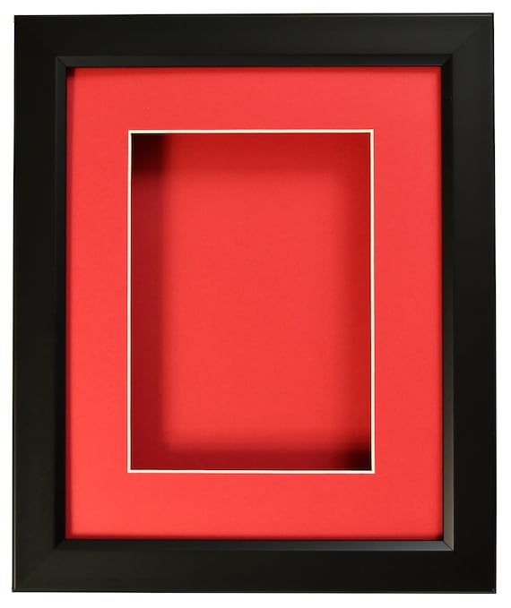 1038SB2218 Shadow Box Black Poly Frame Red Mat