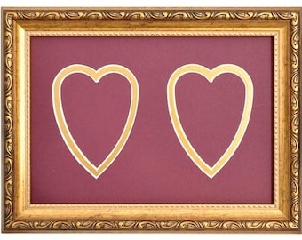 301G -038 - Your Love Double Heart Burgundy Matted Frame - 10 x 7 - Picture size is 3 x 4
