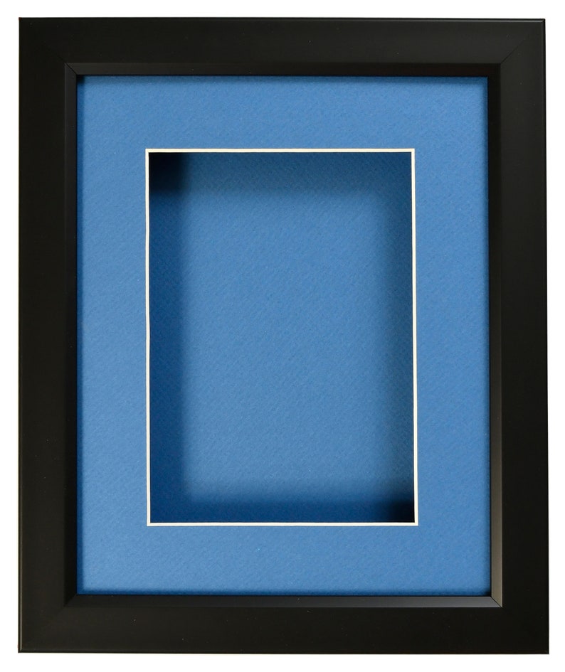 1038SB2214 - Shadow Box Black Poly Frame - Blue Mat