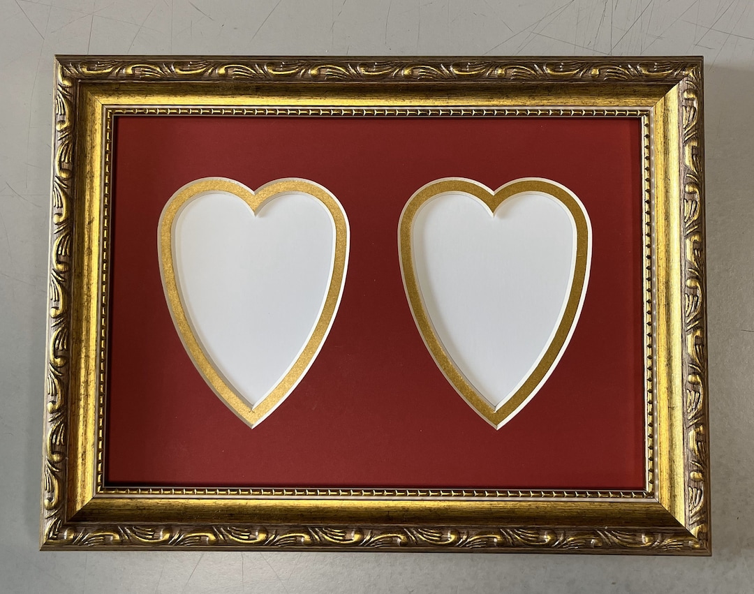 301G Valentine Double Red / Gold Heart Mat - Frame Size is 10 X 7 -image Size is 3 X 5 - Clear Glass - Etsy